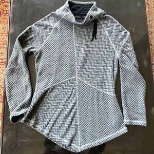PrAna Womens XL GRAY Mattea Funnel Neck Chevron Wool Blend Sweater